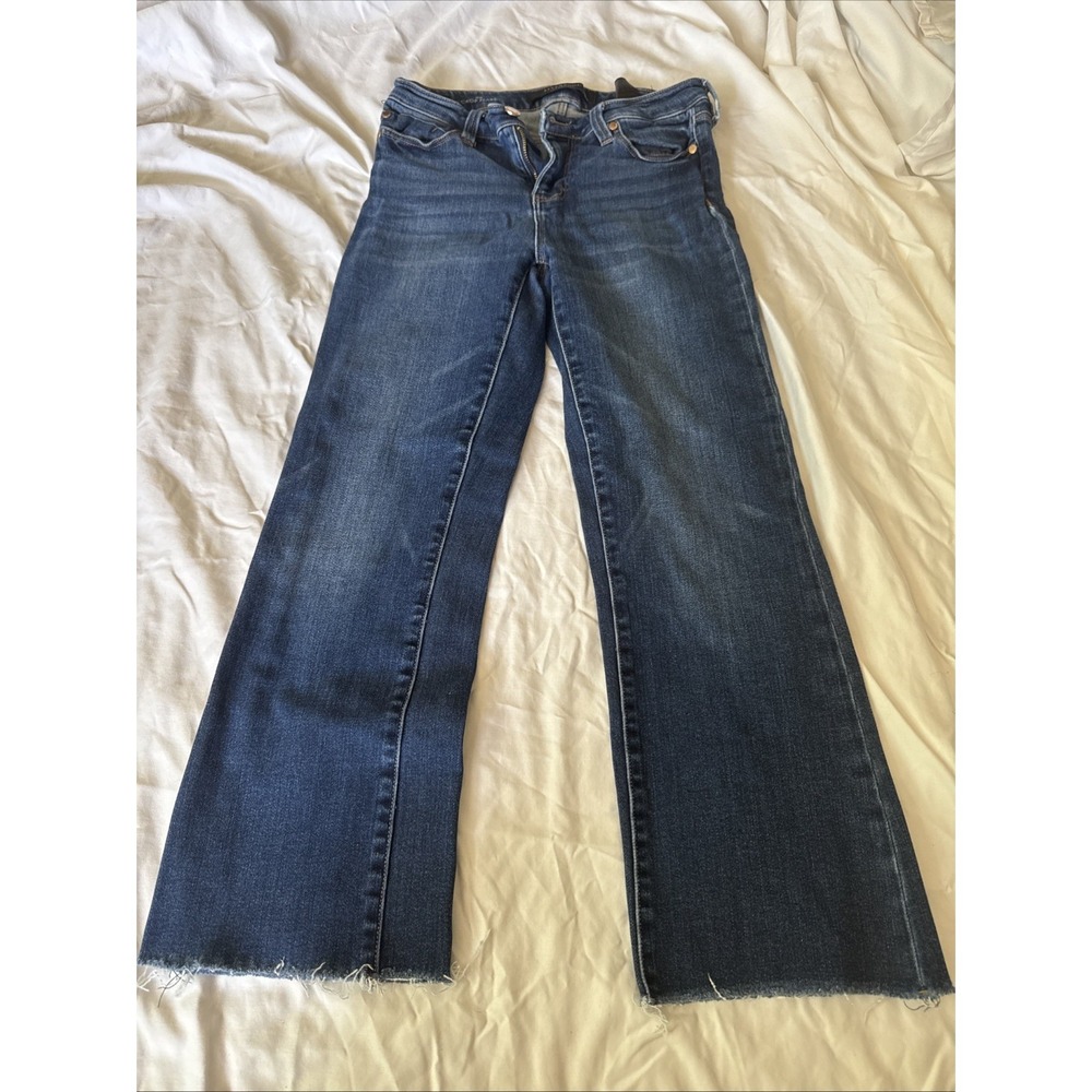 Liverpool Women's Dark Wash Crop Flare Size 4 Jeans Stretch Denim‎